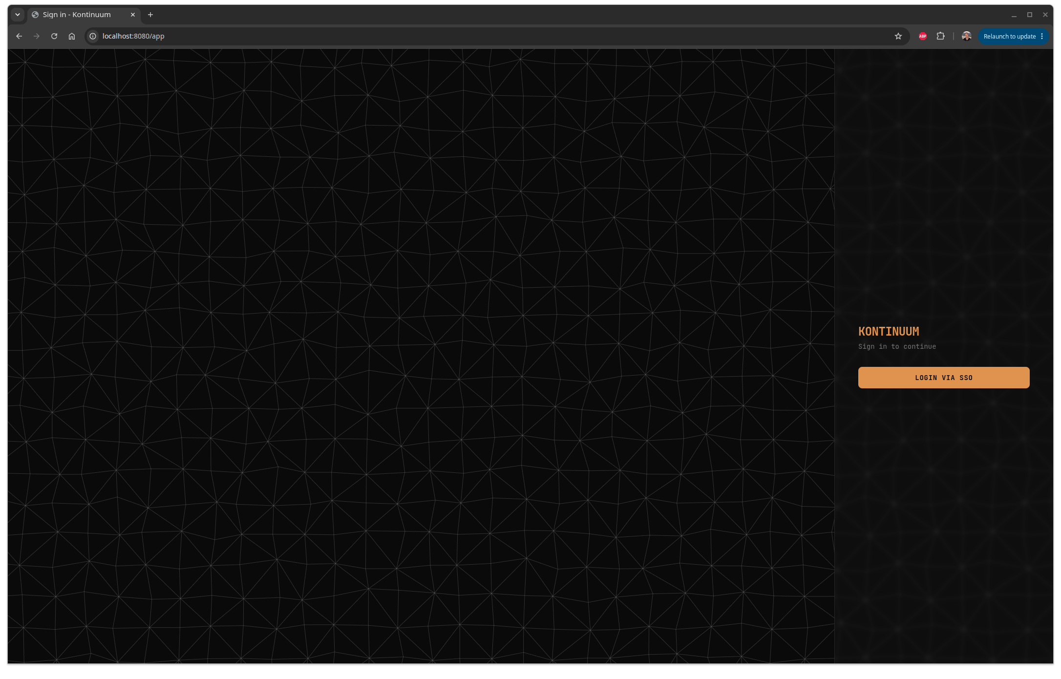 Login screen